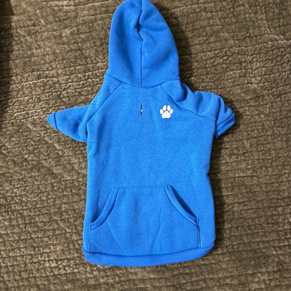 Blue Top Paw Dog Hoodie with Paw Print